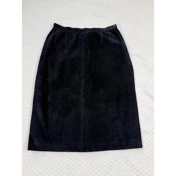 Yves Saint Laurent Rive Gauche Suede‎ Skirt Leather | Black | Womens EU 40 US 6 - Picture 3 of 10